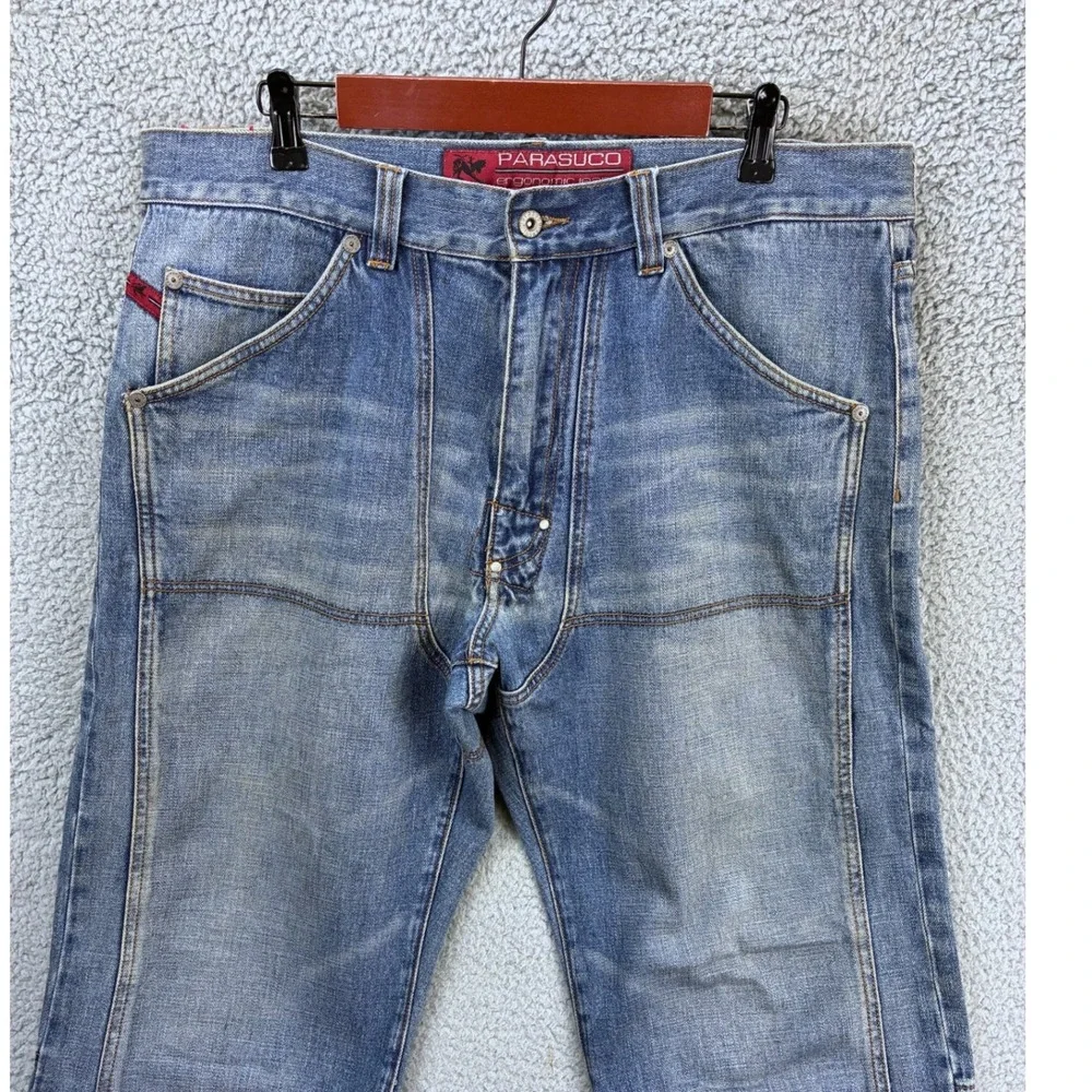 Parasuco Ergonomic Baggy Wide Leg Jeans Mens 38 Blue Y2K Vintage Denim Flawed